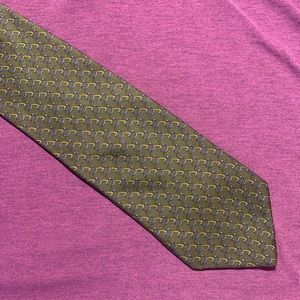 Brooks Brothers Green W Chain Pattern Silk Tie